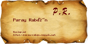 Paray Rabán névjegykártya